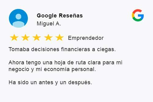 Texto de una reseña de Google